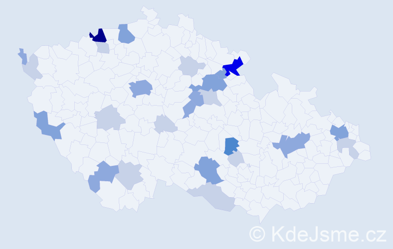 Příjmení: 'Cisárová', počet výskytů 68 v celé ČR