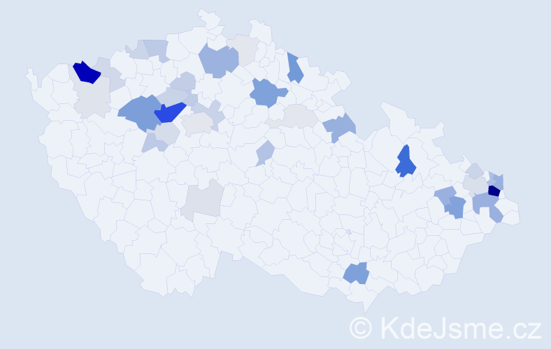 Příjmení: 'Kónya', počet výskytů 121 v celé ČR