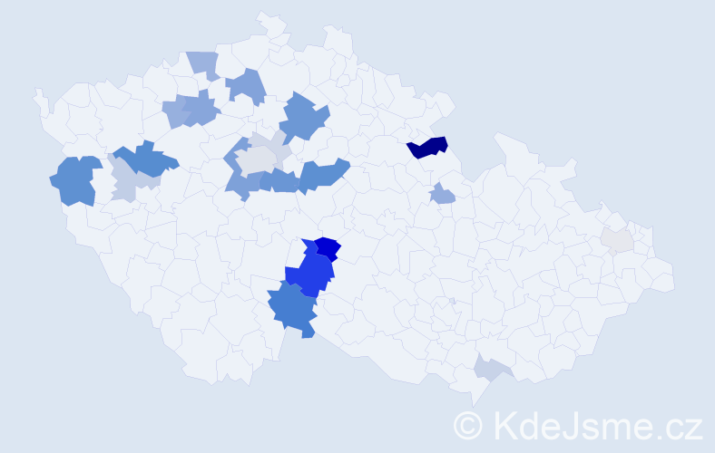 Příjmení: 'Bejda', počet výskytů 63 v celé ČR