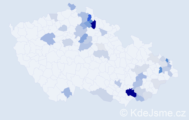 Příjmení: 'Kasanová', počet výskytů 142 v celé ČR