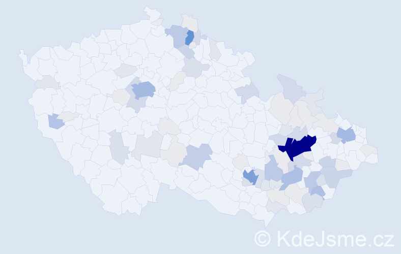 Příjmení: 'Kubáček', počet výskytů 282 v celé ČR