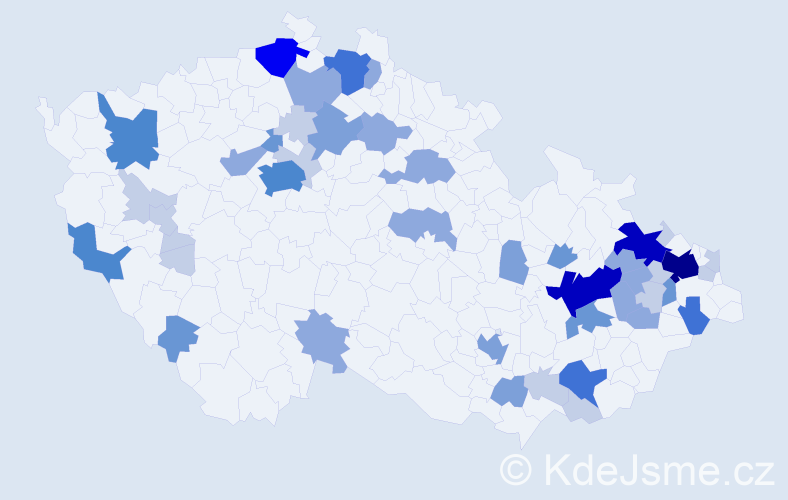 Příjmení: 'Hiklová', počet výskytů 140 v celé ČR