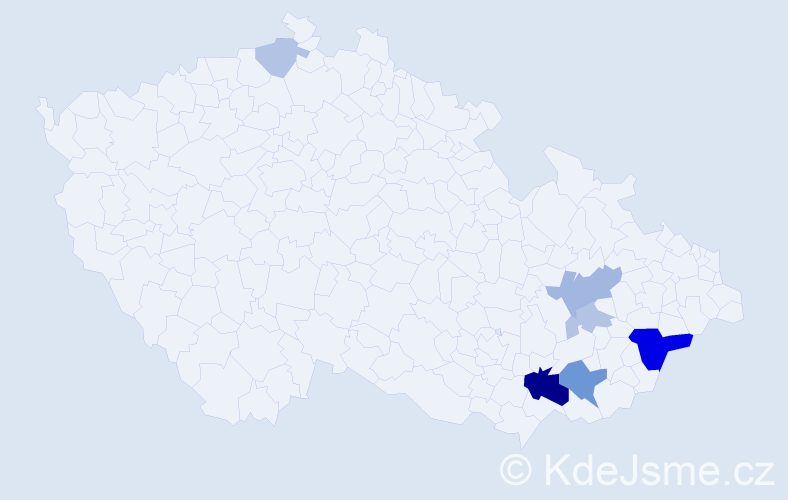 Příjmení: 'Chamraďa', počet výskytů 19 v celé ČR