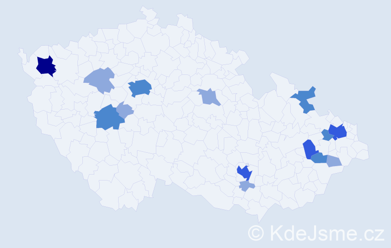 Příjmení: 'Gregorková', počet výskytů 29 v celé ČR