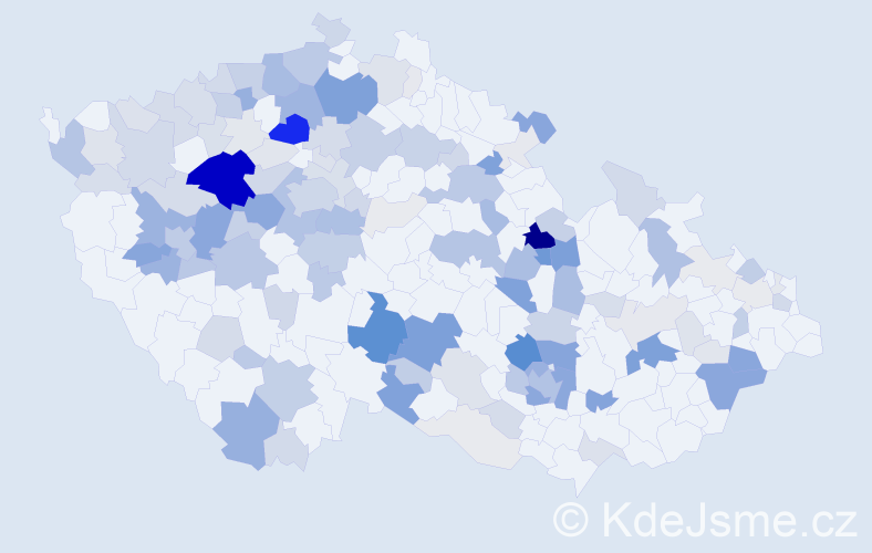 Příjmení: 'Kapoun', počet výskytů 527 v celé ČR