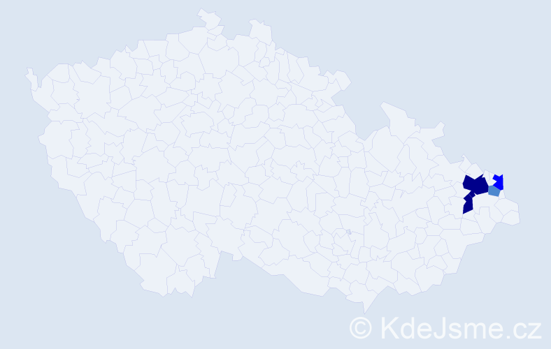 Příjmení: 'Pustelnik', počet výskytů 9 v celé ČR