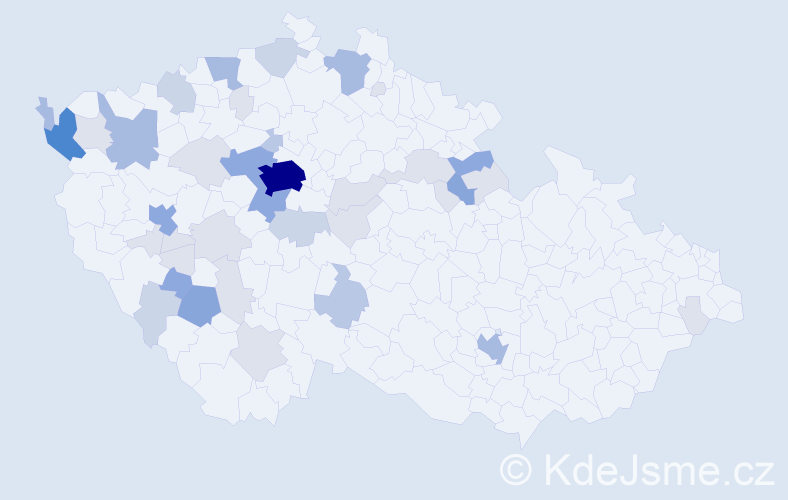Příjmení: 'Kába', počet výskytů 127 v celé ČR