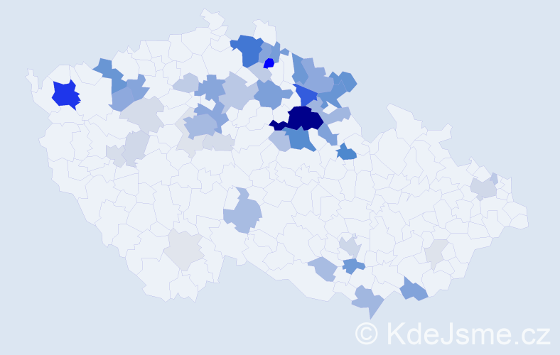 Příjmení: 'Vachek', počet výskytů 202 v celé ČR