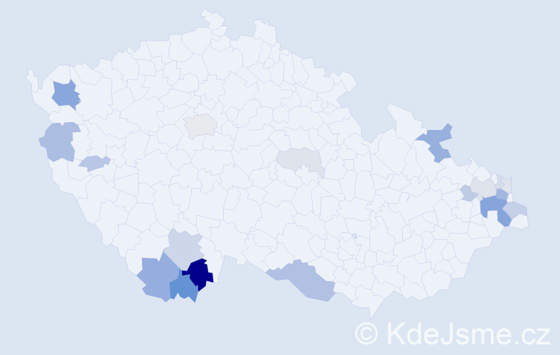 Příjmení: 'Beleš', počet výskytů 58 v celé ČR