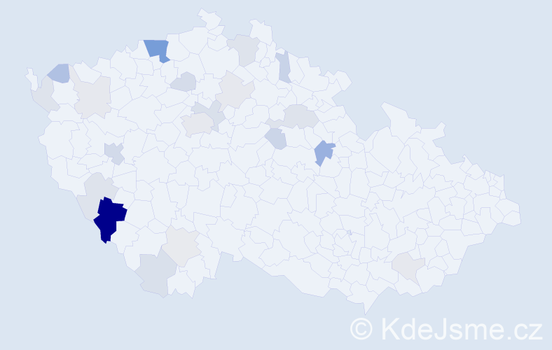 Příjmení: 'Korál', počet výskytů 59 v celé ČR