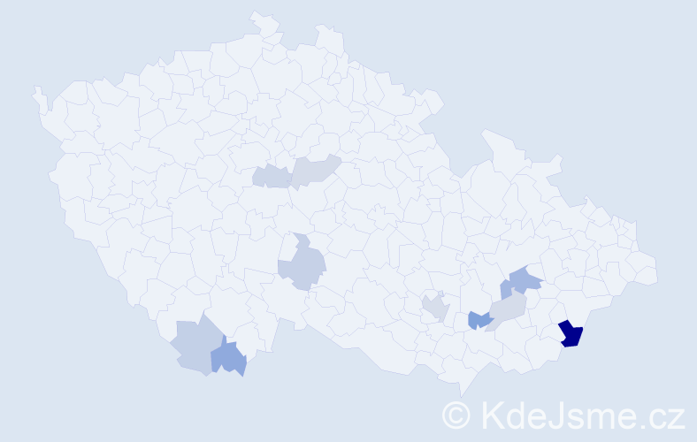 Příjmení: 'Behanec', počet výskytů 19 v celé ČR