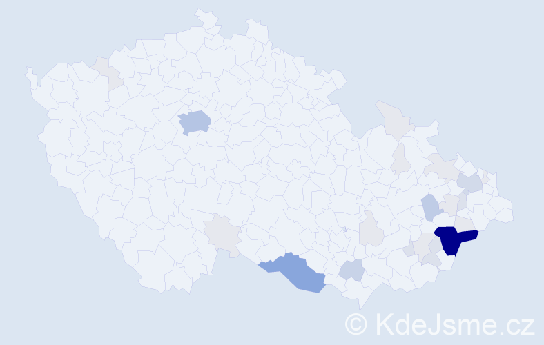 Příjmení: 'Mikulenčáková', počet výskytů 97 v celé ČR