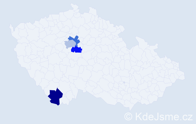 Příjmení: 'Bardiovský', počet výskytů 5 v celé ČR