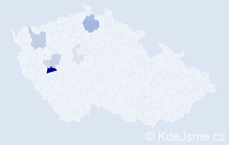 Příjmení: 'Ajšman', počet výskytů 14 v celé ČR