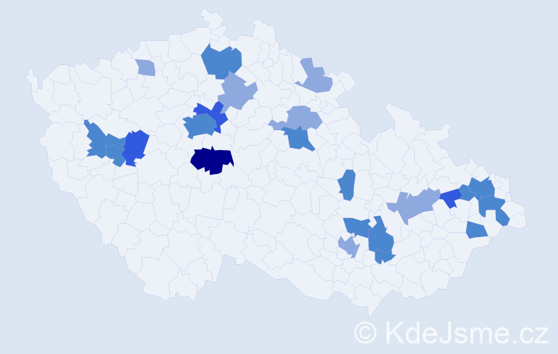 Příjmení: 'Kosa', počet výskytů 46 v celé ČR