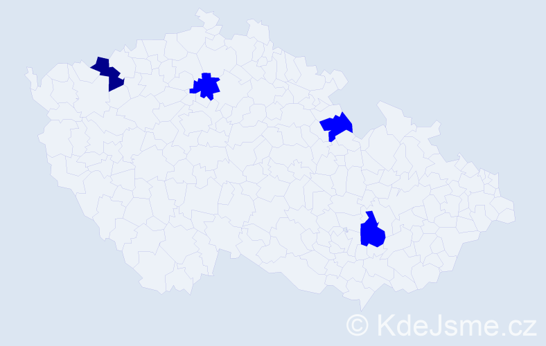Příjmení: 'Vraniaková', počet výskytů 5 v celé ČR