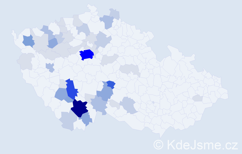 Příjmení: 'Vazačová', počet výskytů 135 v celé ČR