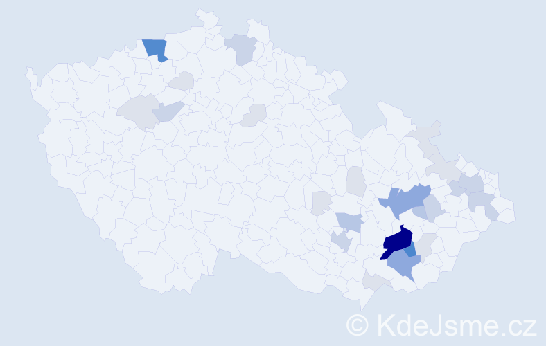 Příjmení: 'Baštinec', počet výskytů 90 v celé ČR