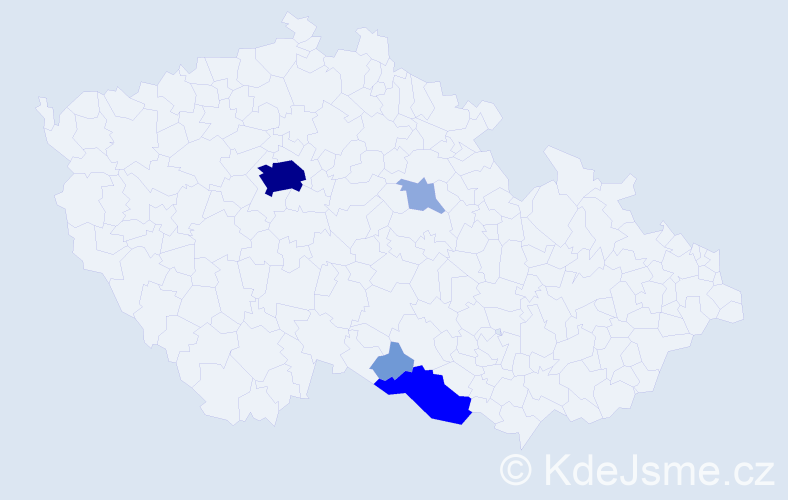 Příjmení: 'Lovicarová', počet výskytů 13 v celé ČR