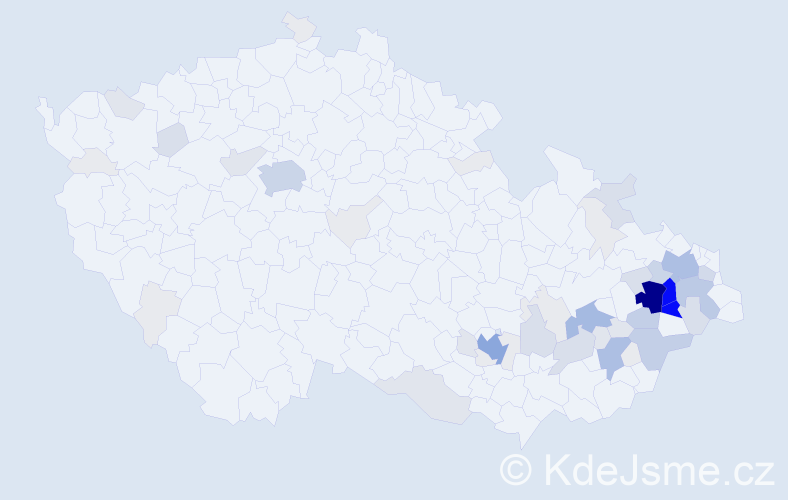 Příjmení: 'Geryková', počet výskytů 282 v celé ČR