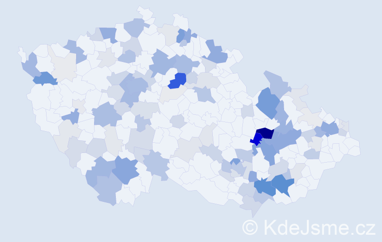 Příjmení: 'Tyl', počet výskytů 484 v celé ČR