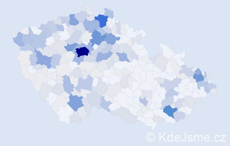 Příjmení: 'Kupcová', počet výskytů 910 v celé ČR