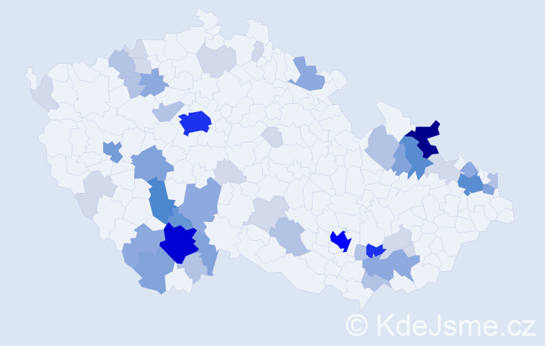 Příjmení: 'Fajtl', počet výskytů 171 v celé ČR