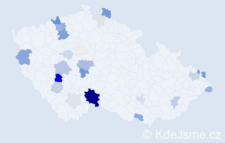 Příjmení: 'Budoš', počet výskytů 59 v celé ČR