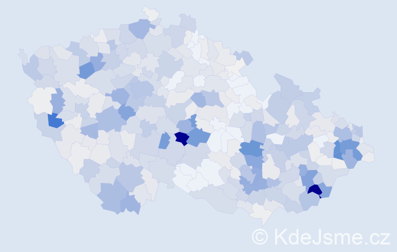 Příjmení: 'Žáček', počet výskytů 2484 v celé ČR
