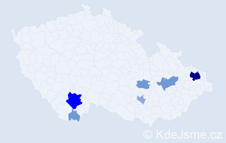 Příjmení: 'Botko', počet výskytů 17 v celé ČR