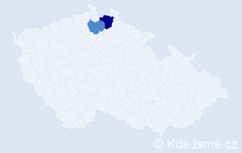 Příjmení: 'Estočák', počet výskytů 4 v celé ČR