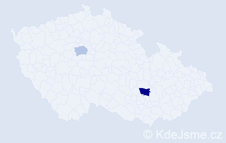 Příjmení: 'Tatera', počet výskytů 5 v celé ČR