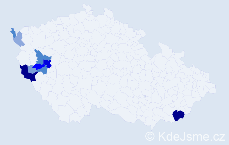 Příjmení: 'Bohmannová', počet výskytů 37 v celé ČR