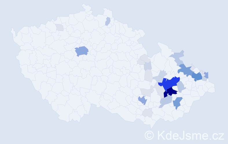 Příjmení: 'Skácelík', počet výskytů 117 v celé ČR