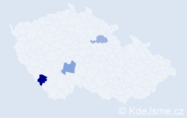 Příjmení: 'Ondrejčo', počet výskytů 3 v celé ČR