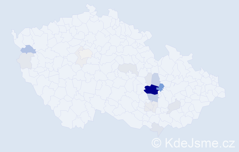 Příjmení: 'Liznová', počet výskytů 77 v celé ČR