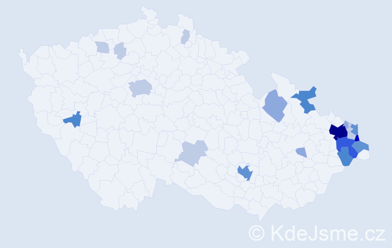 Příjmení: 'Ledvoňová', počet výskytů 65 v celé ČR
