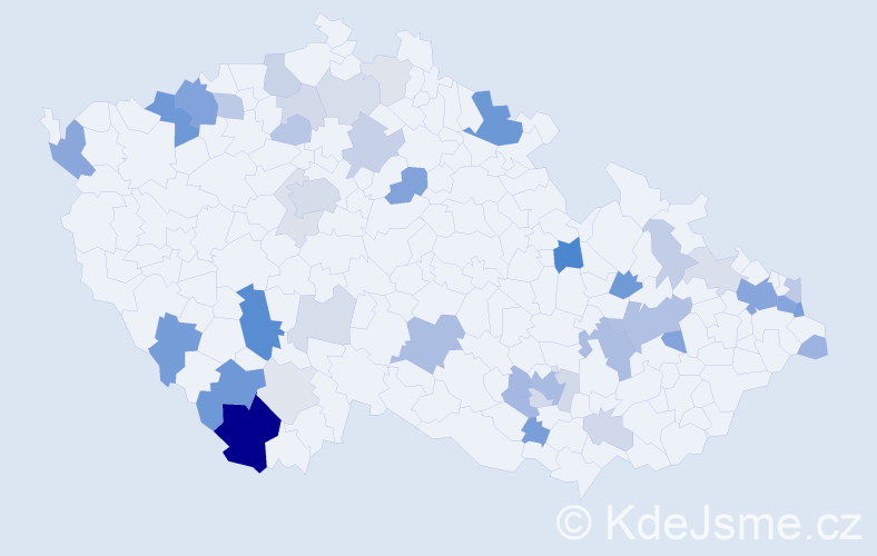 Příjmení: 'Bako', počet výskytů 119 v celé ČR