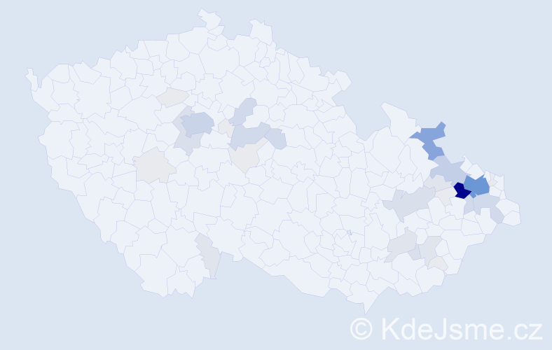Příjmení: 'Richtár', počet výskytů 158 v celé ČR