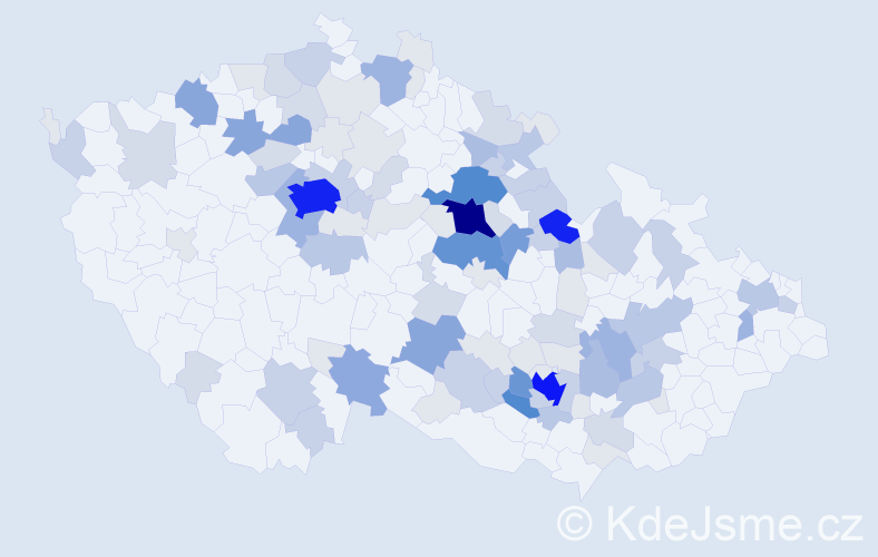 Příjmení: 'Koblížková', počet výskytů 390 v celé ČR