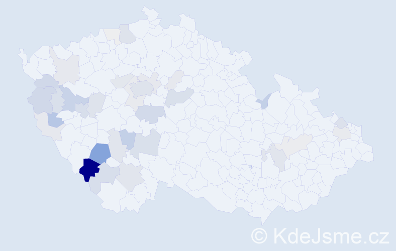 Příjmení: 'Chum', počet výskytů 135 v celé ČR