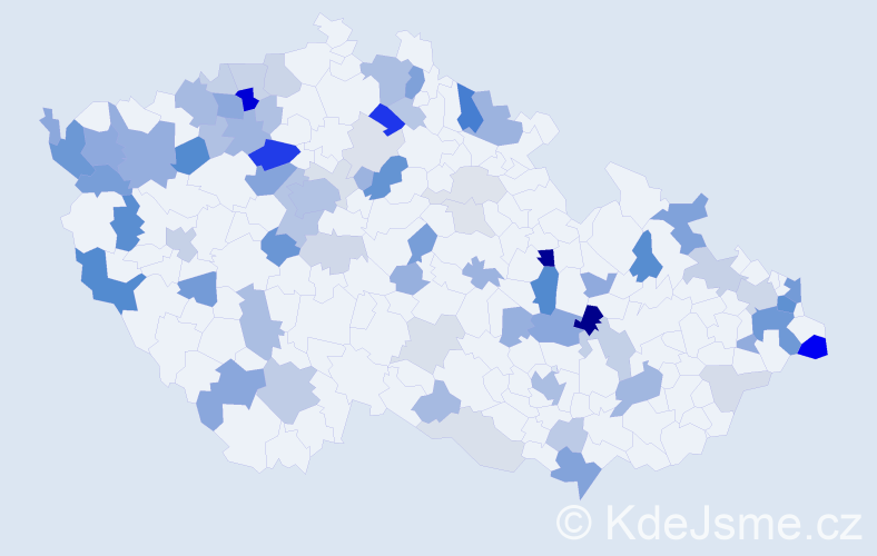Příjmení: 'Bednár', počet výskytů 211 v celé ČR