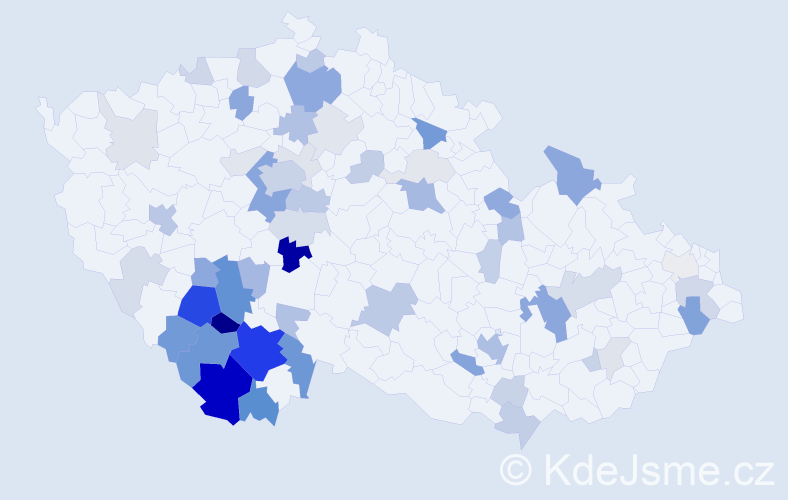 Příjmení: 'Vačkářová', počet výskytů 181 v celé ČR