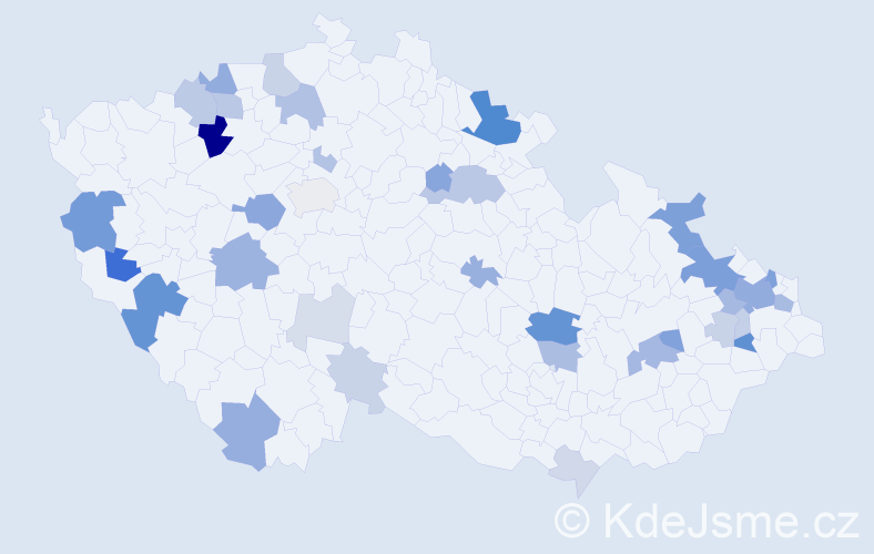 Příjmení: 'Kelner', počet výskytů 94 v celé ČR