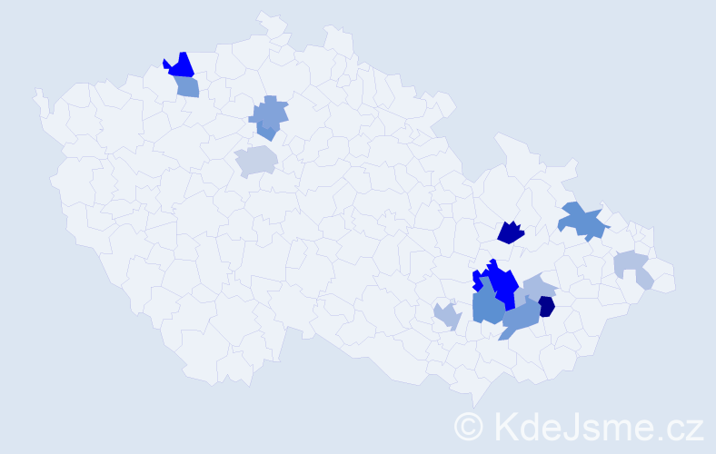 Příjmení: 'Vlč', počet výskytů 34 v celé ČR
