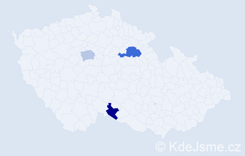 Příjmení: 'Hand', počet výskytů 8 v celé ČR