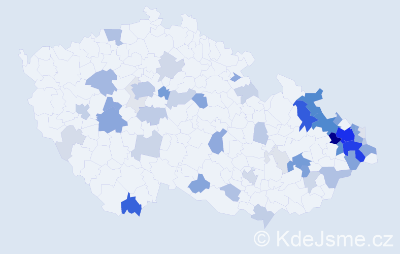 Příjmení: 'Kopec', počet výskytů 229 v celé ČR