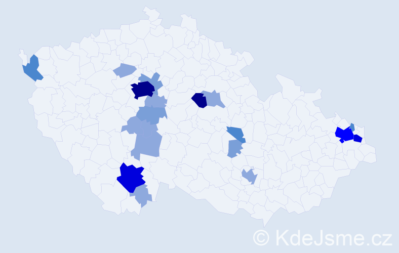 Příjmení: 'Jaroch', počet výskytů 54 v celé ČR