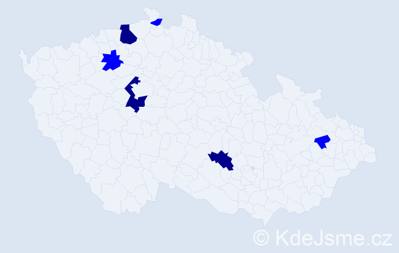 Příjmení: 'Tautermanová', počet výskytů 9 v celé ČR