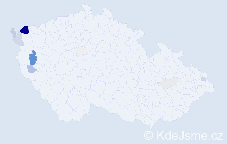 Příjmení: 'Fizik', počet výskytů 22 v celé ČR